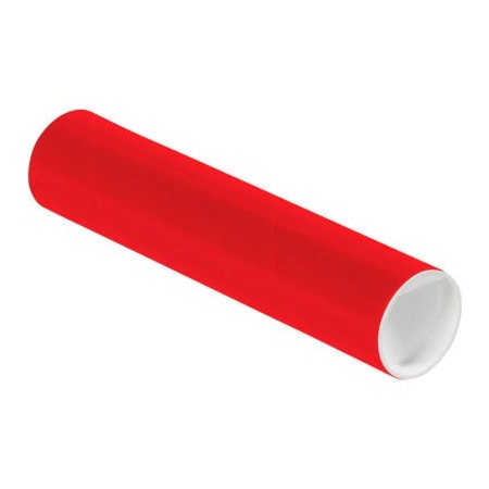 The Packaging Wholesalers Colored Mailing Tubes With Caps, 2" Dia. x 9"L, 0.06" Thick, Red, 50/Pack P2009R